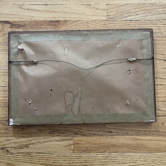 Vintage Japanese Mt Fuji Silk Embroidered Framed Landscape Bridge Boat 19"x12.5" - Picture 7 of 8